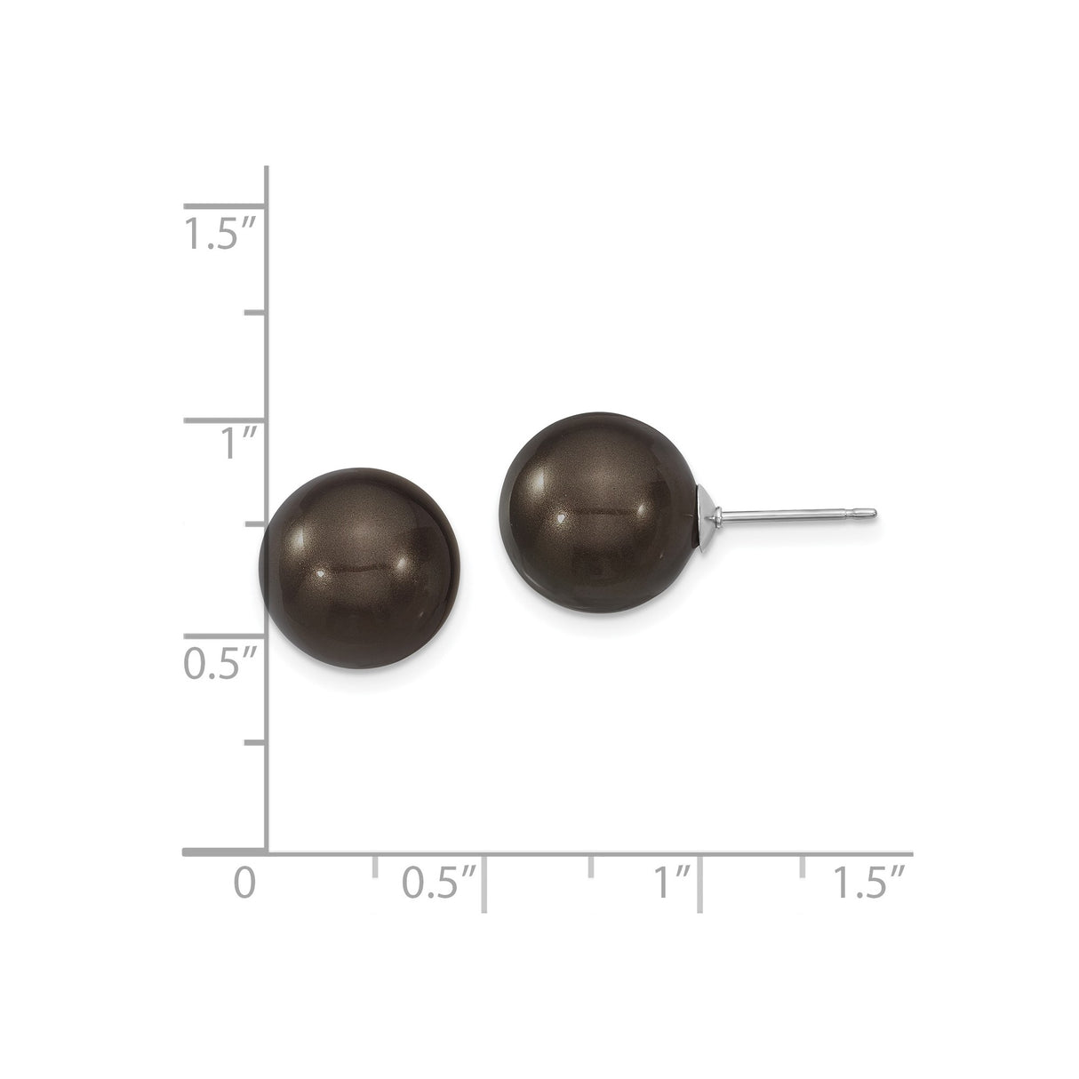 Sterling Silver Stud Earrings with Large Round Shell Beads, Polished Dome Design