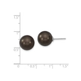Sterling Silver Stud Earrings with Large Round Shell Beads, Polished Dome Design
