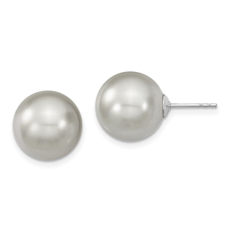 Sterling Silver Stud Earrings with White Shell Pearls, Classic Minimalist Design for Women