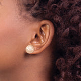 Sterling Silver Stud Earrings with Peach Imitation Shell Pearls, Classic Round Design for Women