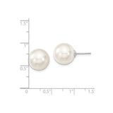 Sterling Silver Round White Shell Pearl Stud Earrings, Classic Minimalist Design for Women