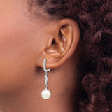 Sterling Silver Dangle Earrings with White Pearls and Cubic Zirconia, Marquise Drop Design
