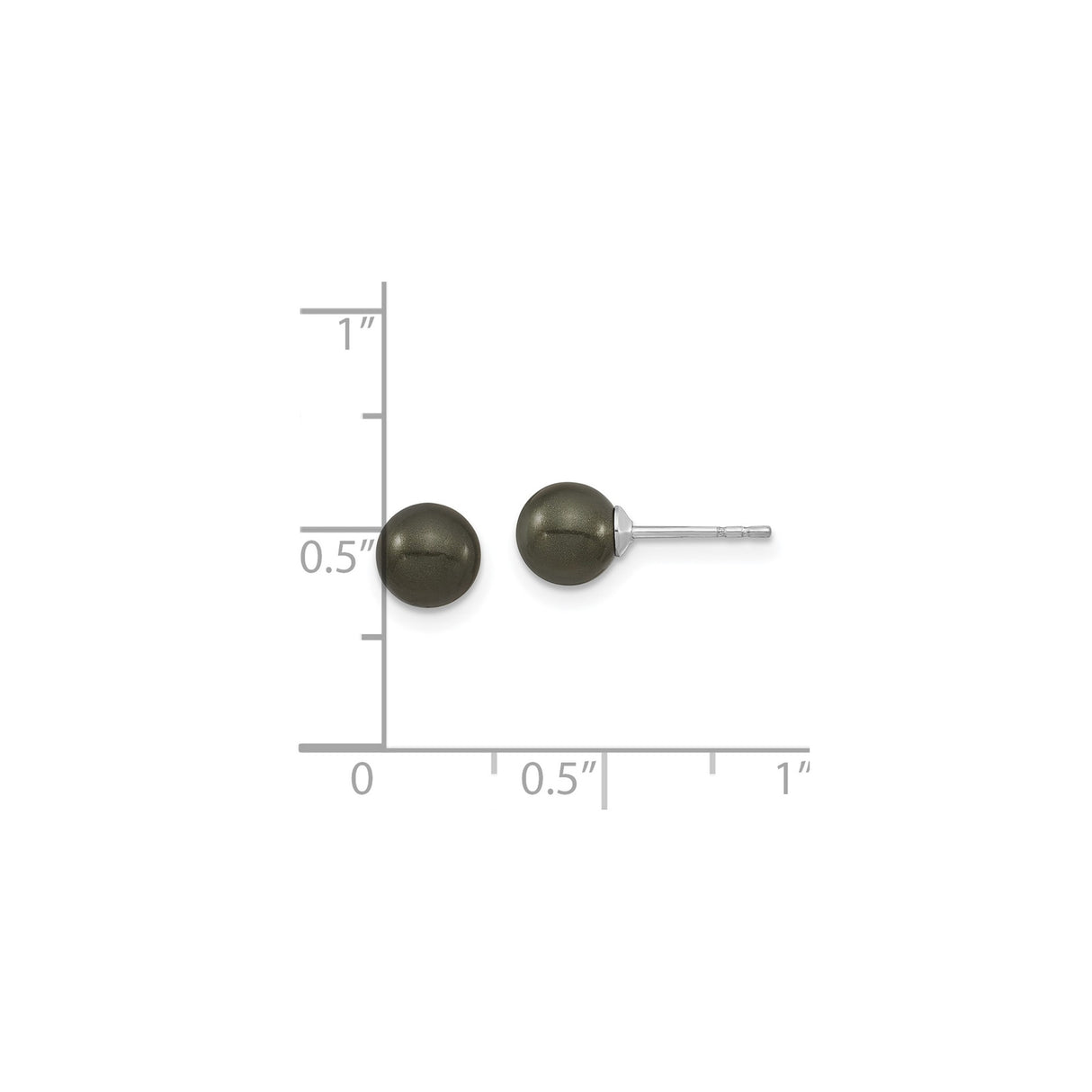 Sterling Silver Stud Earrings with Round Shell Beads, Simple Ball Design for Women