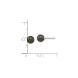 Sterling Silver Stud Earrings with Round Shell Beads, Simple Ball Design for Women