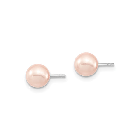 Sterling Silver Pink Pearl Stud Earrings Minimalist Design