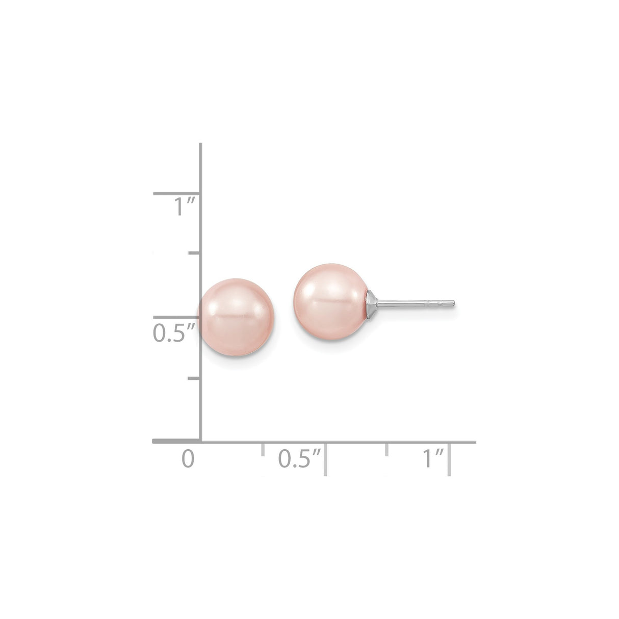 Sterling Silver Stud Earrings with Pink Shell Pearls, Classic Round Design for Women
