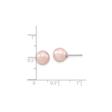 Sterling Silver Stud Earrings with Pink Shell Pearls, Classic Round Design for Women