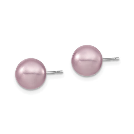 Sterling Silver Stud Earrings with Pink Shell Pearls, Classic Minimalist Style for Women