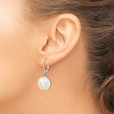 Sterling Silver Drop Earrings with Shell, Leverback Dangle Style for Women