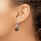 Sterling Silver Dangle Earrings with Brown Shell Pearls, Leverback Drop Style for Women