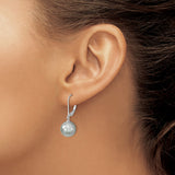 Sterling Silver Drop Earrings with 10mm Grey Shell Pearls, Leverback Hooks