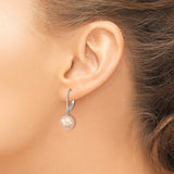 Sterling Silver Dangle Earrings with Peach Shell Pearls, Leverback Drop Design