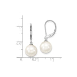 Sterling Silver Drop Earrings with White Shell Pearls and Leverback Closure