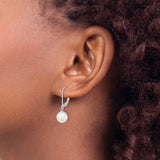 Sterling Silver Drop Earrings with White Shell Pearls, Leverback Closure for Women