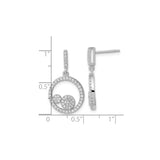 Sterling Silver Dangle Earrings with Cubic Zirconia, Double Circle Modern Drop Design