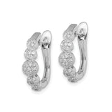Sterling Silver Hoop Earrings with Cubic Zirconia Clusters, Triple Circle Design