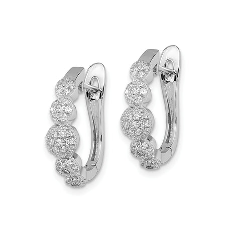 Sterling Silver Hoop Earrings with Cubic Zirconia Clusters, Triple Circle Design