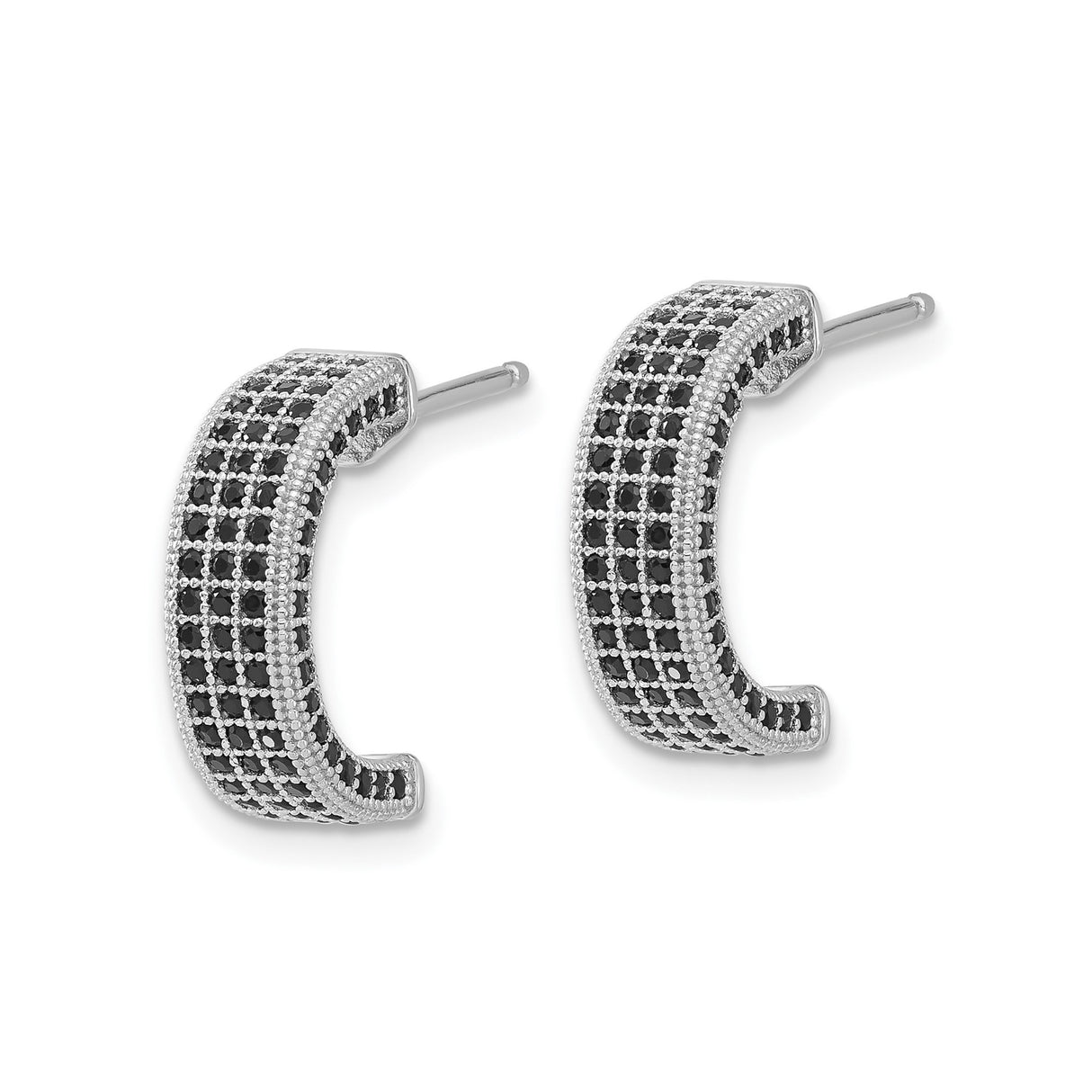 Sterling Silver Hoop Earrings with Cubic Zirconia, Pavé Setting, Modern Bold Style for Women
