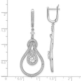 Sterling Silver Dangle Earrings with Cubic Zirconia, Intertwining Teardrop Loops, Formal Style
