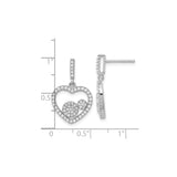 Sterling Silver Heart Drop Earrings with Cubic Zirconia, Mother and Faith Design
