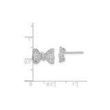 Sterling Silver Bow Stud Earrings with Cubic Zirconia, Feminine Ribbon Design