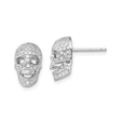 Sterling Silver Skull Stud Earrings with Cubic Zirconia, Gothic Punk Rock Style