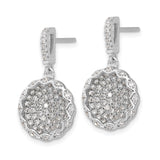 Sterling Silver Dangle Earrings with Cubic Zirconia, Floral Cluster Drop Design