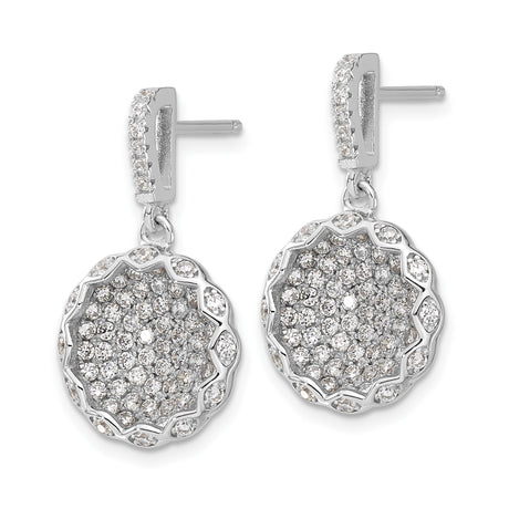 Sterling Silver Dangle Earrings with Cubic Zirconia, Floral Cluster Drop Design