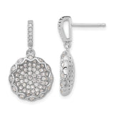 Sterling Silver Dangle Earrings with Cubic Zirconia, Floral Cluster Drop Design