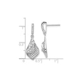 Sterling Silver Dangle Earrings with Cubic Zirconia, Abstract Leaf Drop Design, Modern Style