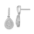 Sterling Silver Teardrop Dangle Earrings with Pavé Cubic Zirconia in Halo Design