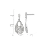 Sterling Silver Teardrop Dangle Earrings with Cubic Zirconia, Swirl Design