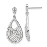 Sterling Silver Teardrop Dangle Earrings with Cubic Zirconia, Swirl Design