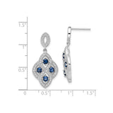Sterling Silver Dangle Earrings with Blue Cubic Zirconia, Marquise Loops, Interwoven Design