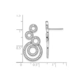 Sterling Silver Dangle Earrings with Cubic Zirconia, Interlocking Open Circles Design