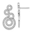 Sterling Silver Dangle Earrings with Cubic Zirconia, Interlocking Open Circles Design