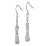 Sterling Silver Dangle Earrings with Cubic Zirconia, Tapered Bar and Filigree Design