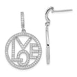 Sterling Silver Dangle Earrings with Cubic Zirconia, Circular LOVE Script Design