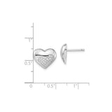Sterling Silver Heart Shaped Stud Earrings with Cubic Zirconia Accent for Women