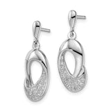 Sterling Silver Dangle Earrings with Cubic Zirconia, Open Loop Teardrop and Intertwined Design