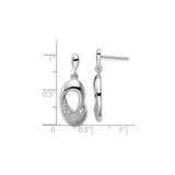 Sterling Silver Dangle Earrings with Cubic Zirconia, Open Loop Teardrop and Intertwined Design
