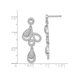 Sterling Silver Dangle Earrings with Teardrop Cubic Zirconia, Open Circle Drop Design