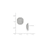Sterling Silver Cushion Cut Stud Earrings with Cubic Zirconia Pavé Setting, Modern Design