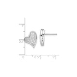 Sterling Silver Heart Shaped Stud Earrings with Cubic Zirconia, Romantic Minimalist Design