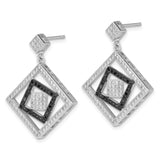 Sterling Silver Geometric Dangle Earrings with Cubic Zirconia Accents, Modern Layered Design