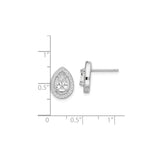 Sterling Silver Teardrop Stud Earrings With Pear CZ Halo
