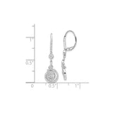 Sterling Silver Spiral Dangle Earrings with Cubic Zirconia, Swirl Leverback Drop Style