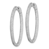 Sterling Silver Oval Hoop Earrings with Cubic Zirconia, Intricate Pavé Design