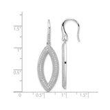 Sterling Silver Dangle Earrings with Cubic Zirconia, Marquise Open Long Drop Design