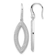 Sterling Silver Dangle Earrings with Cubic Zirconia, Marquise Open Long Drop Design